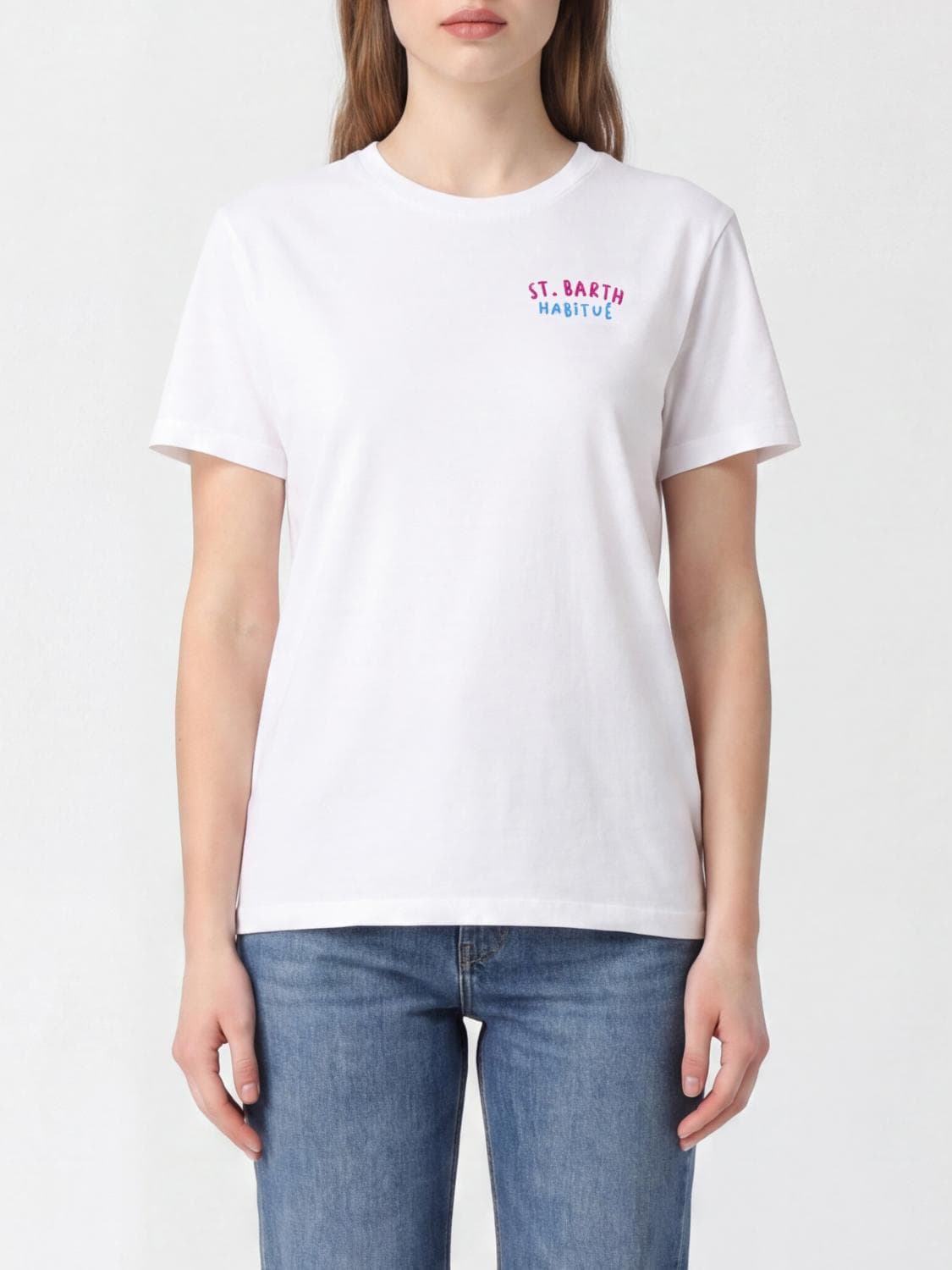 Mc2 Saint Barth Crewneck Cotton T-shirt with Graphic Print and Logo