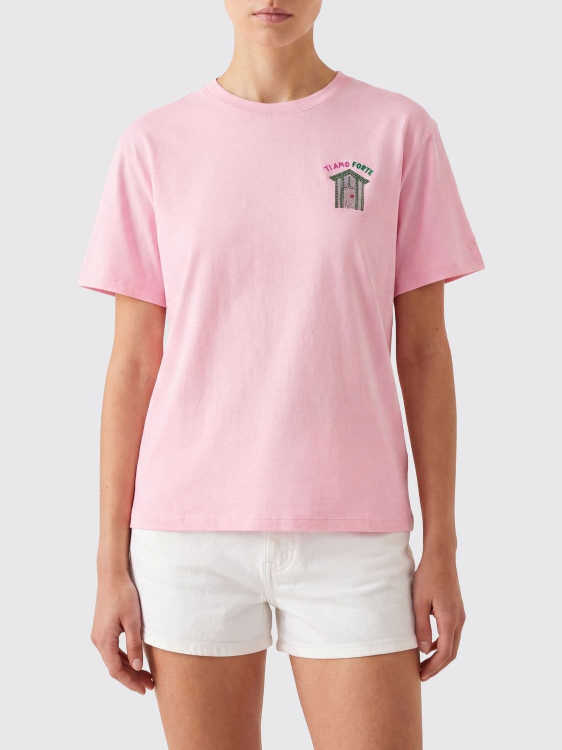 Mc2 Saint Barth Crewneck Cotton T-shirt with Graphic Print and Logo