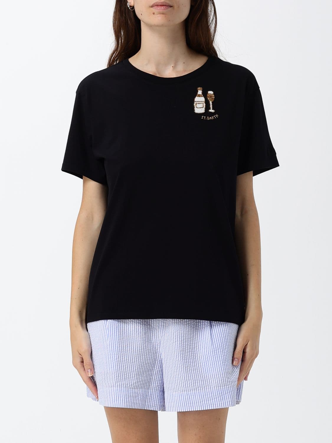 Mc2 Saint Barth Crewneck Cotton T-shirt with Graphic Print and Logo