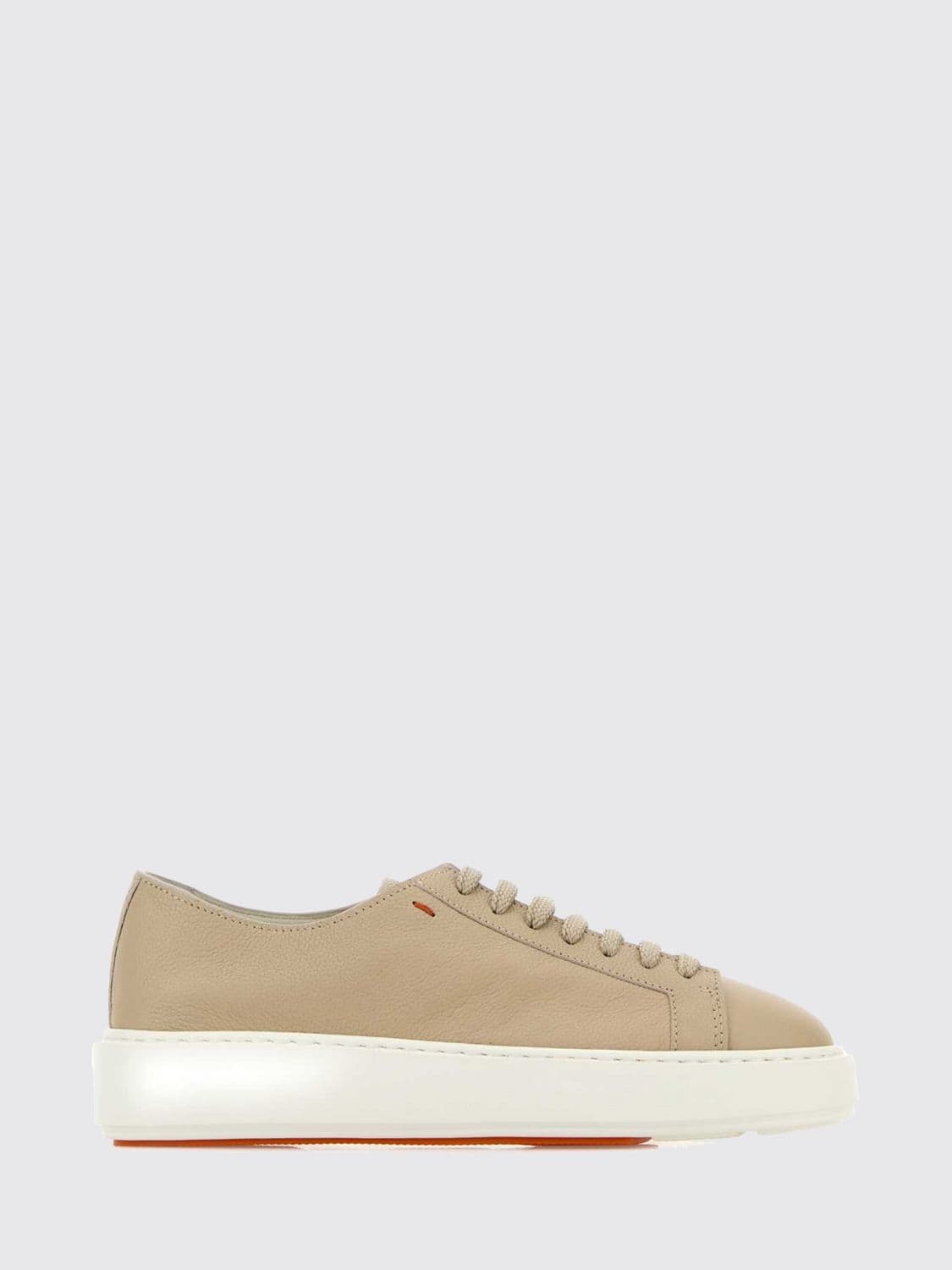 Santoni Low-Top Grained Calf Leather Sneakers with Round Toe