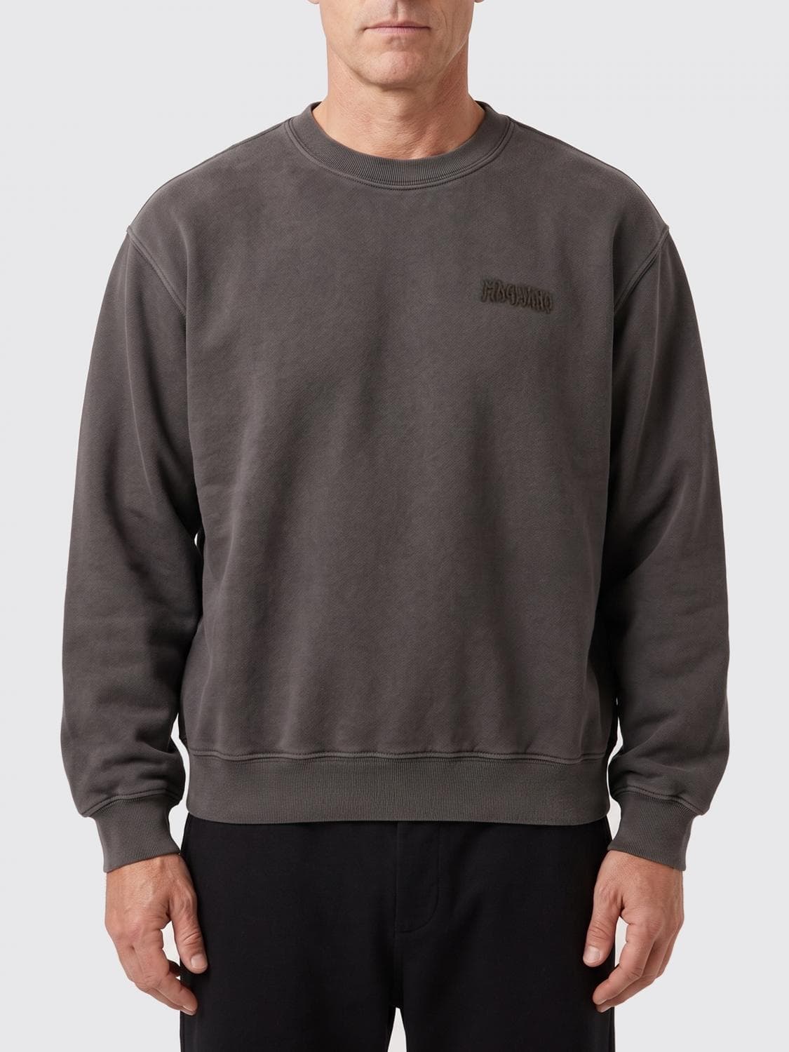 Magliano Crewneck Cotton Jumper with Contrast Logo and Dropped Shoulders