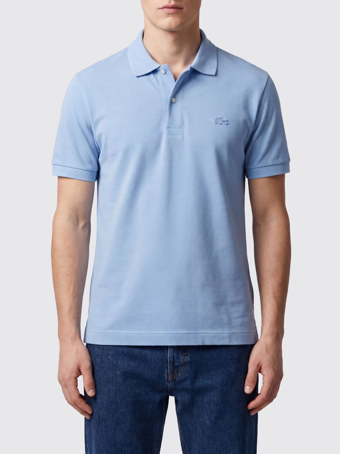 Lacoste Short-Sleeve Cotton Polo Shirt with Ribbed Collar · M