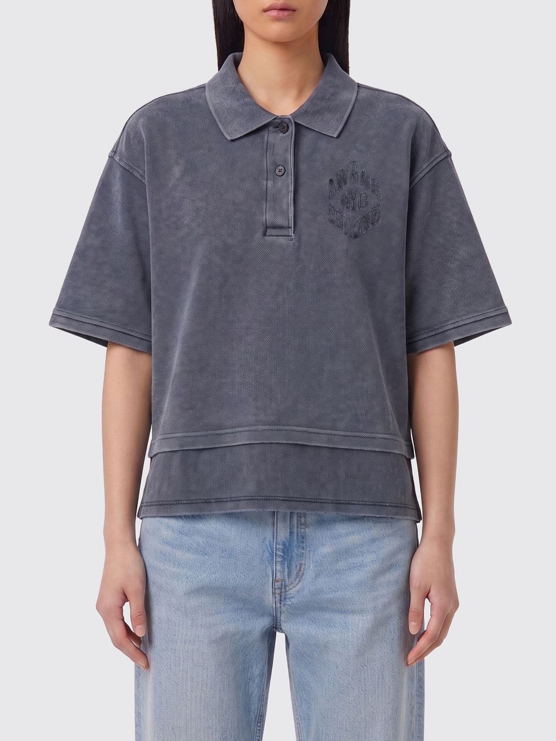 Alexander Wang Cotton Polo Shirt with Classic Collar, Dropped Shoulders and Tonal Logo