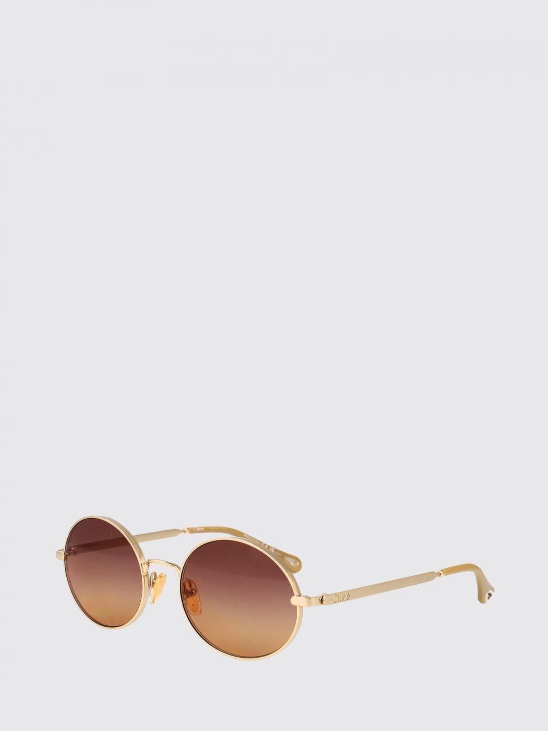 Chloé Rounded Metal Sunglasses with UVA/UVB Lenses · 55