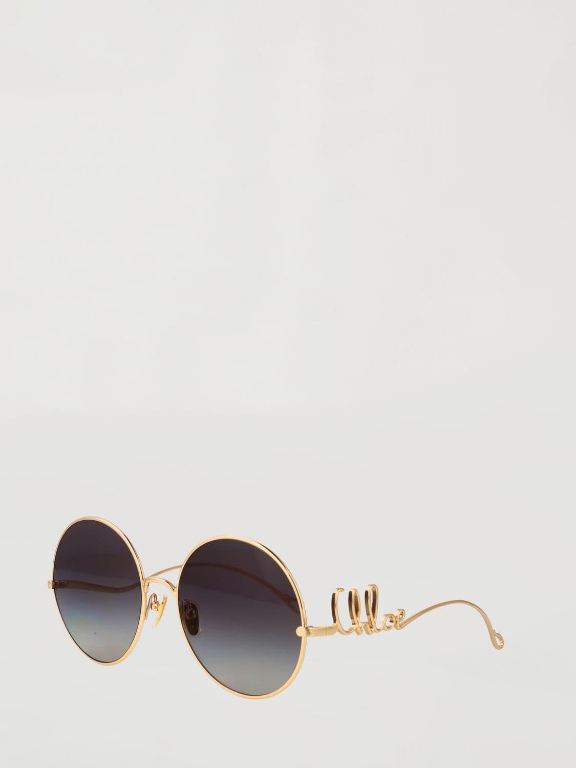 Chloé Rounded Metal Sunglasses with Lettering Logo · 60