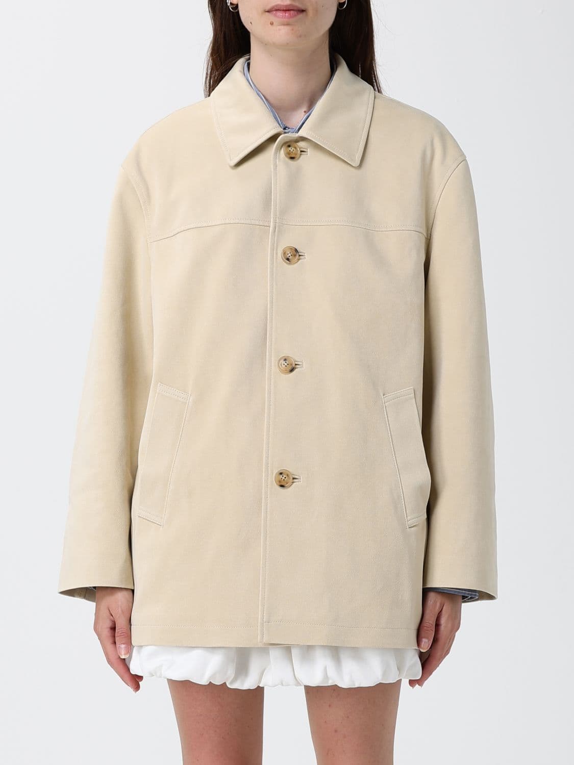 Dunst Faux Leather Shirt Jacket with Dropped Shoulders and Classic Collar