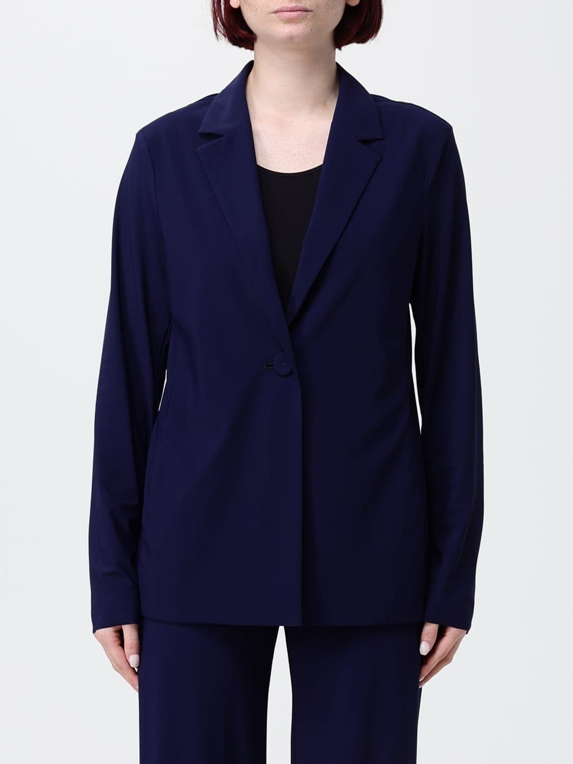 Maliparmi Single-Breasted Short Jersey Blazer with One-Button Closure