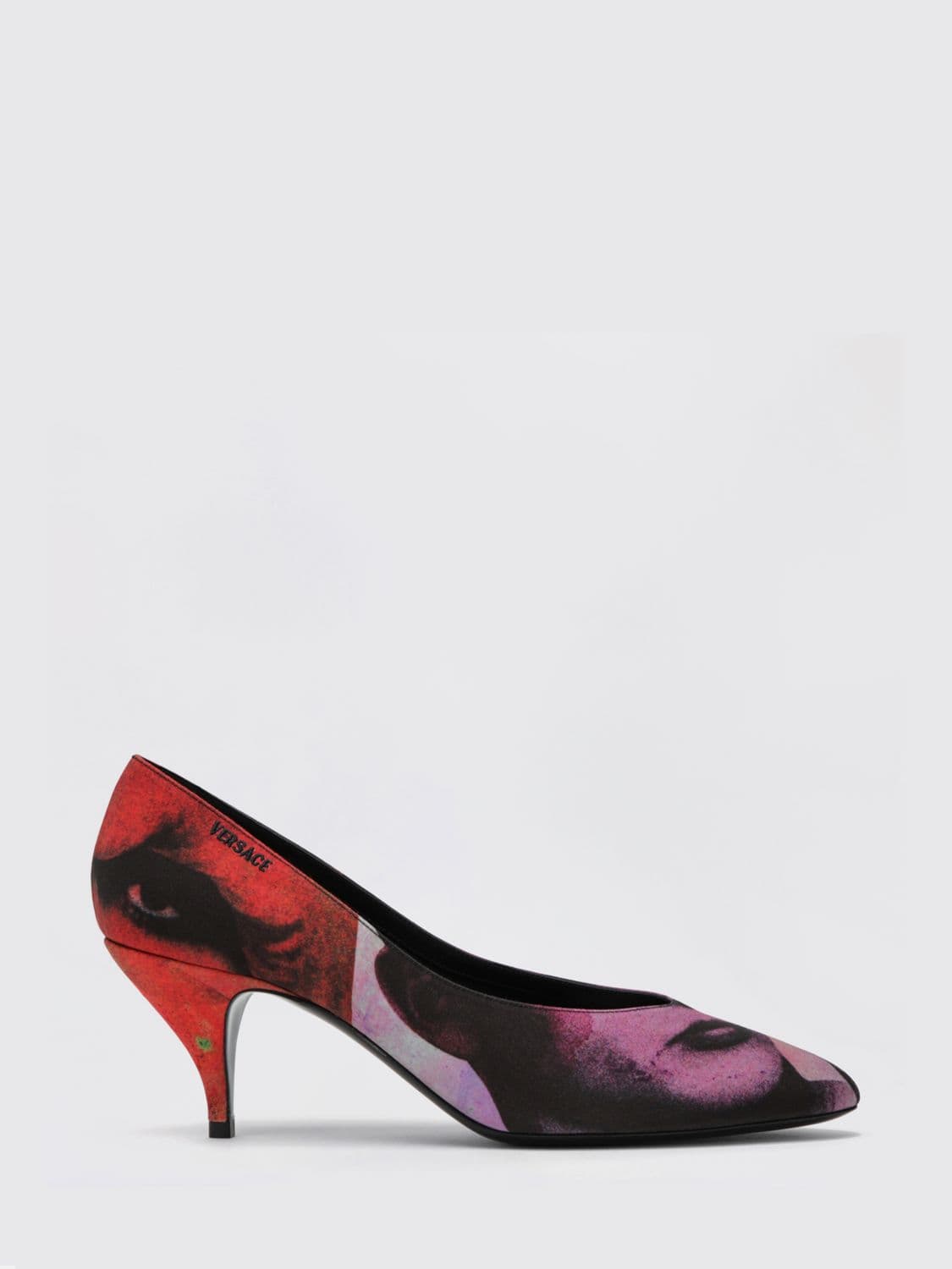 Versace Tina Graphic Print Silk and Leather Court Shoes with a Medium Heel