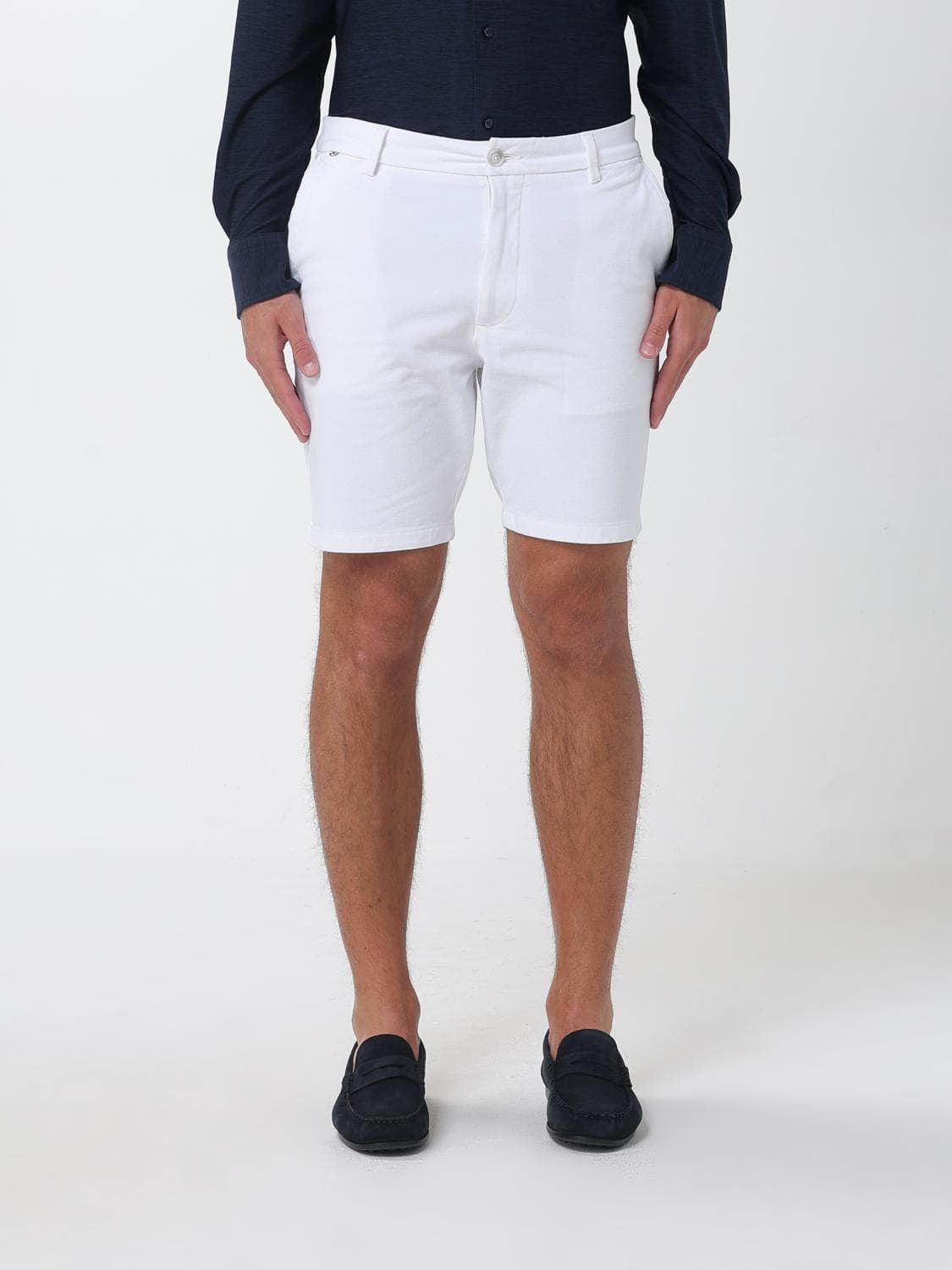 Boss Stretch Cotton Chino Shorts with Mid-Rise and Slant Pockets