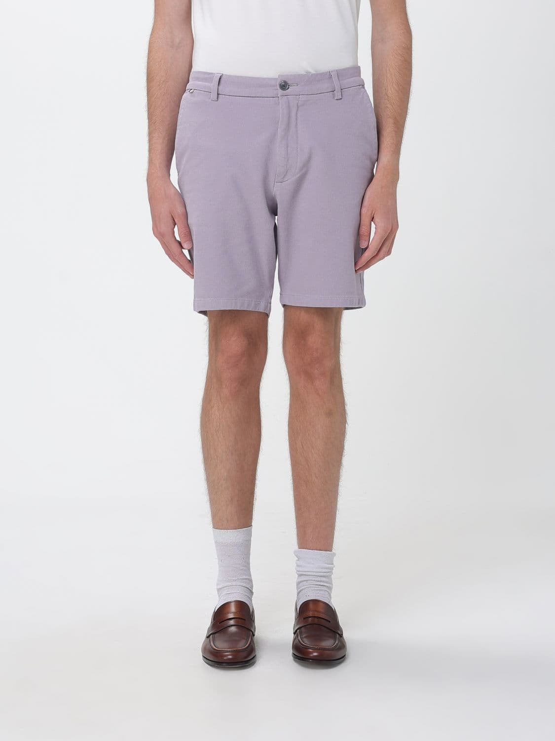 Boss Stretch Cotton Chino Shorts with Mid-Rise and Slant Pockets