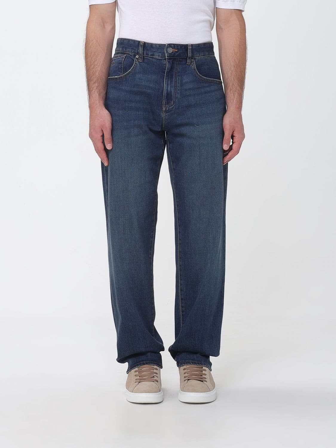 Armani Exchange Wide-Leg Cotton Denim Jeans with Mid-Rise Waist