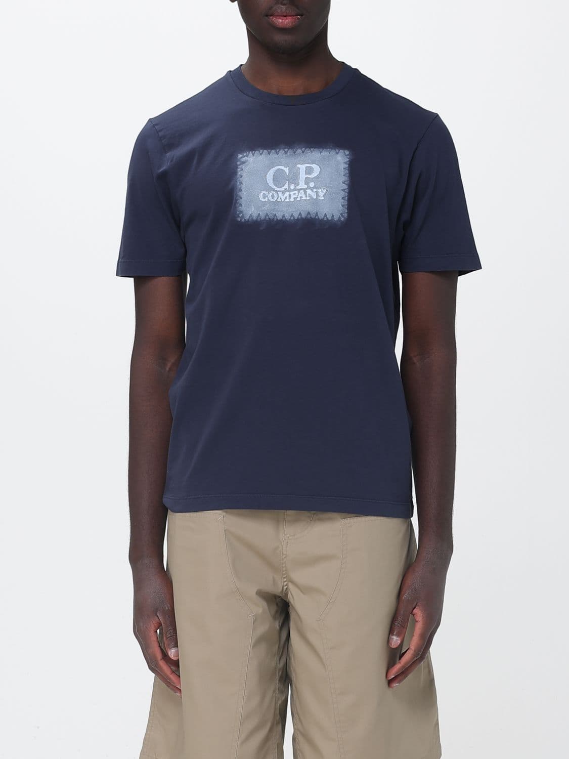 C.p. Company C. P. COMPANY Cotton T-Shirt with Contrasting Logo and Crew Neck