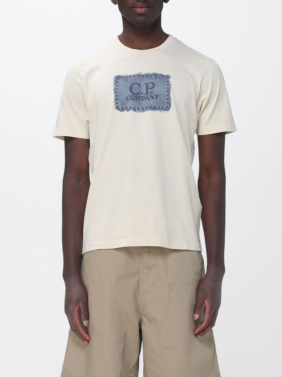 C.p. Company C. P. COMPANY Cotton T-Shirt with Contrasting Logo and Crew Neck