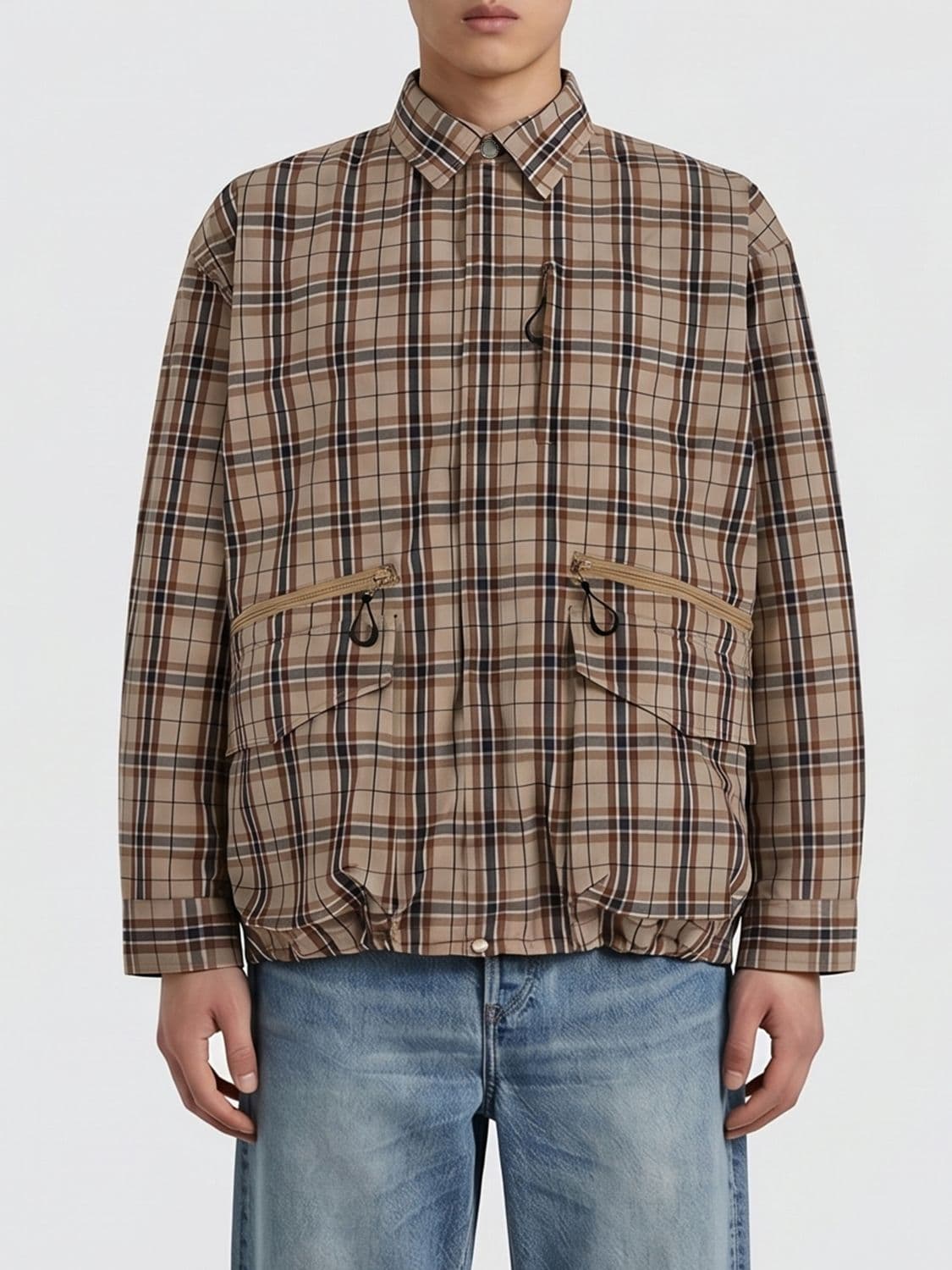 Comme Des Garçons Tartan Cotton Blend Shirt Jacket with Patch Pockets