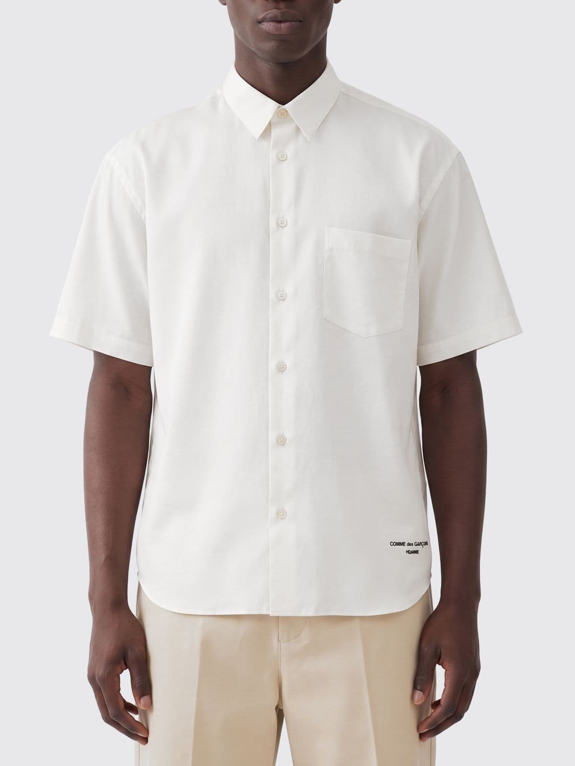 Comme Des Garçons Short-Sleeved Cotton Shirt with Dropped Shoulders