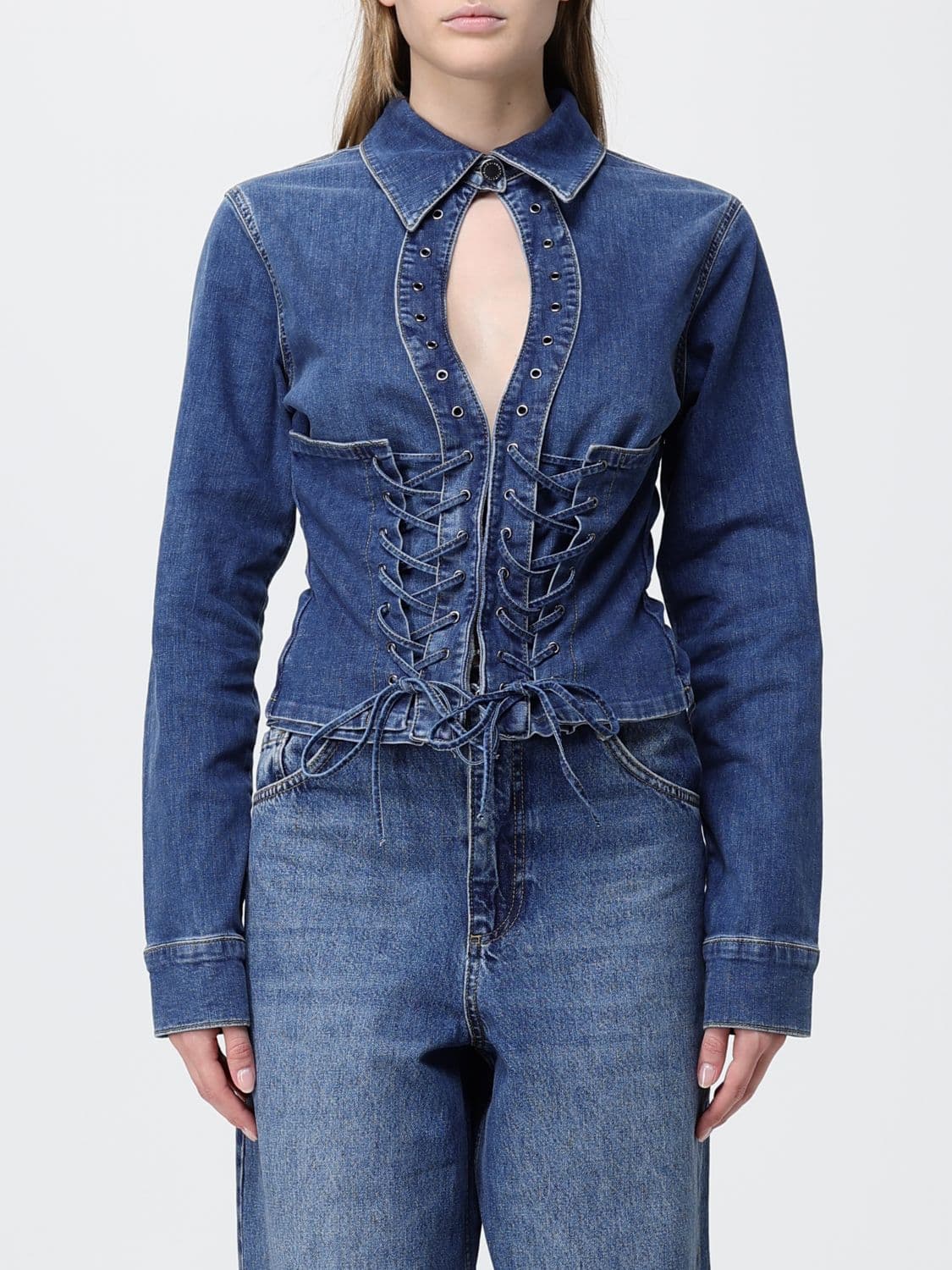 Liu Jo Long-Sleeved Slim Fit Cotton Denim Bustier