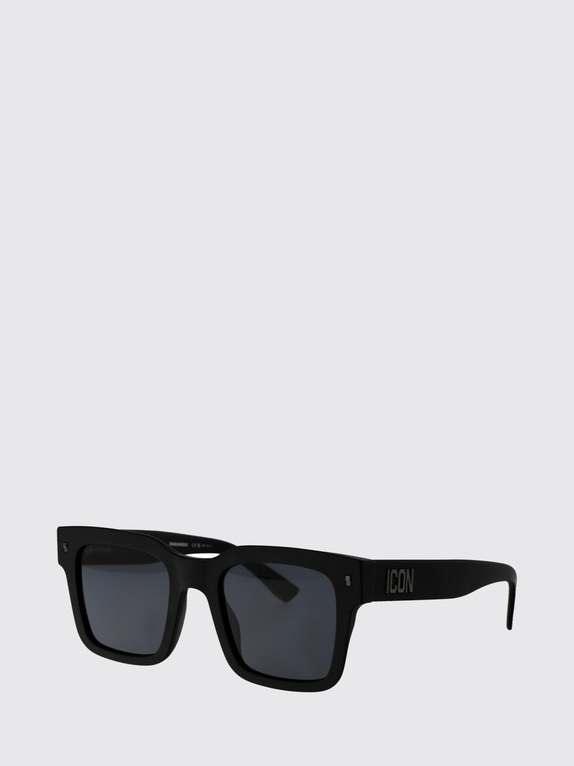 Dsquared2 Icon Rectangular Black Acetate Sunglasses with Applied Logo