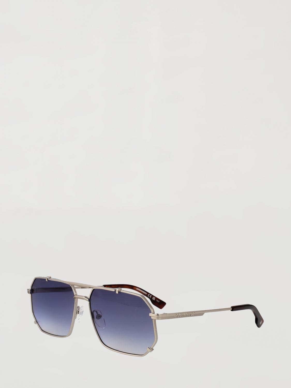 Dsquared2 Grey Metal Aviator Sunglasses with Double Bridge and Gradient Lenses