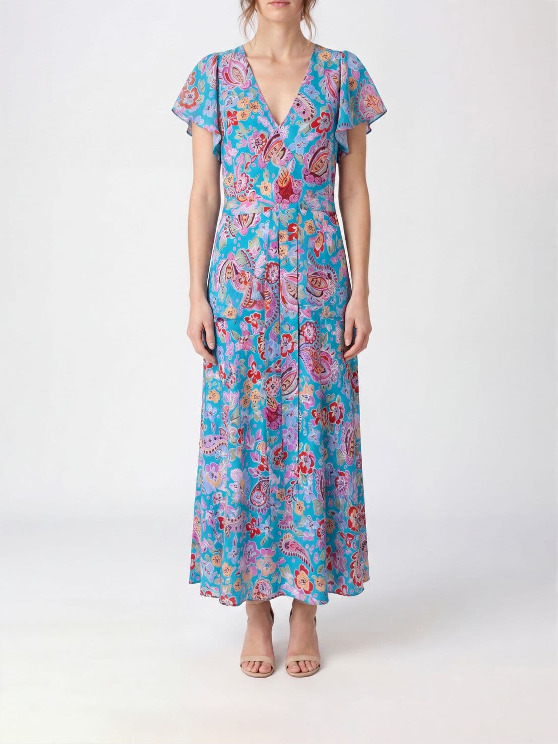 Rixo London Floral Print Silk Midi Dress