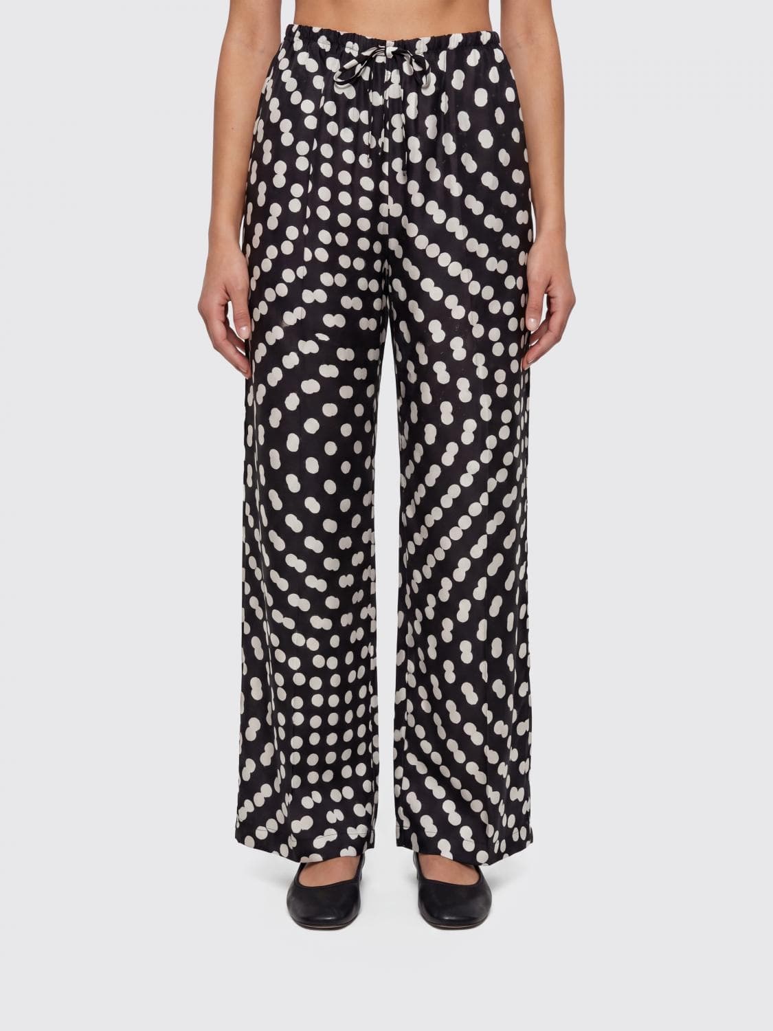 Dries Van Noten Polka Dot Silk Blend Palazzo Trousers