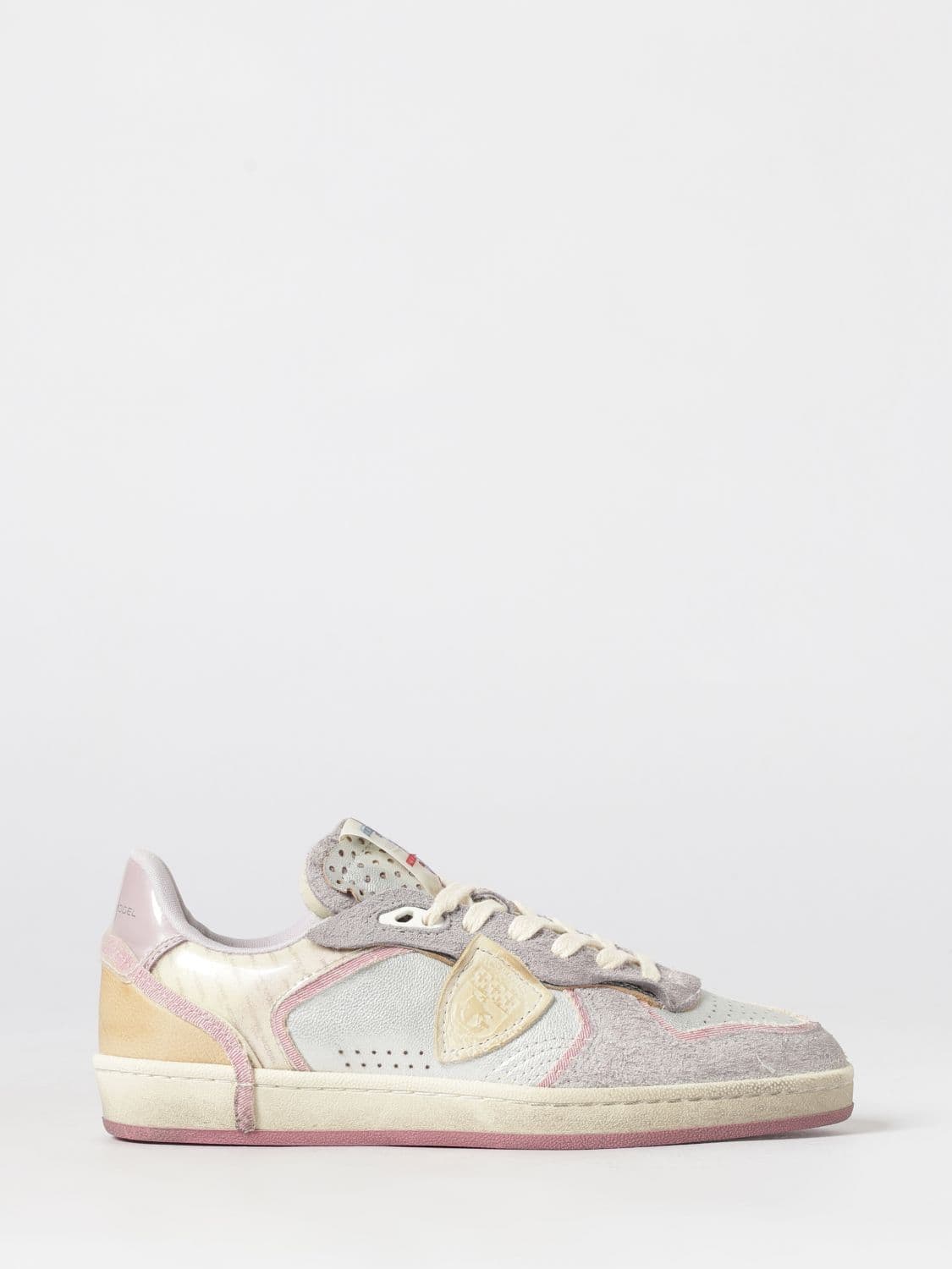Philippe Model Pgal Sneakers in Suede and Fabric with a Worn-Out Sole