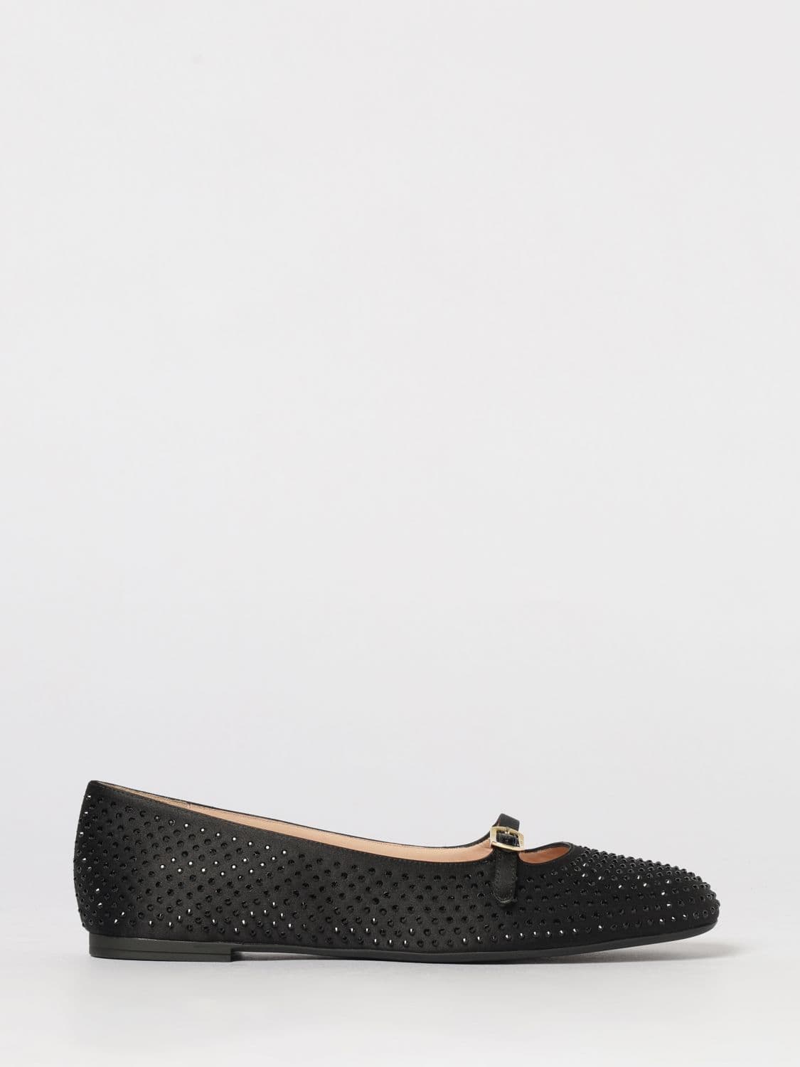 Bally Satin Ballerinas with Rhinestones