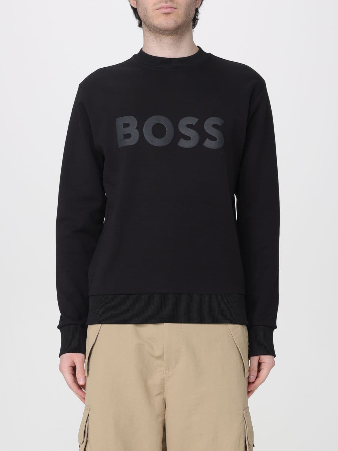 Boss Cotton Crew-Neck Sweatshirt With Logo