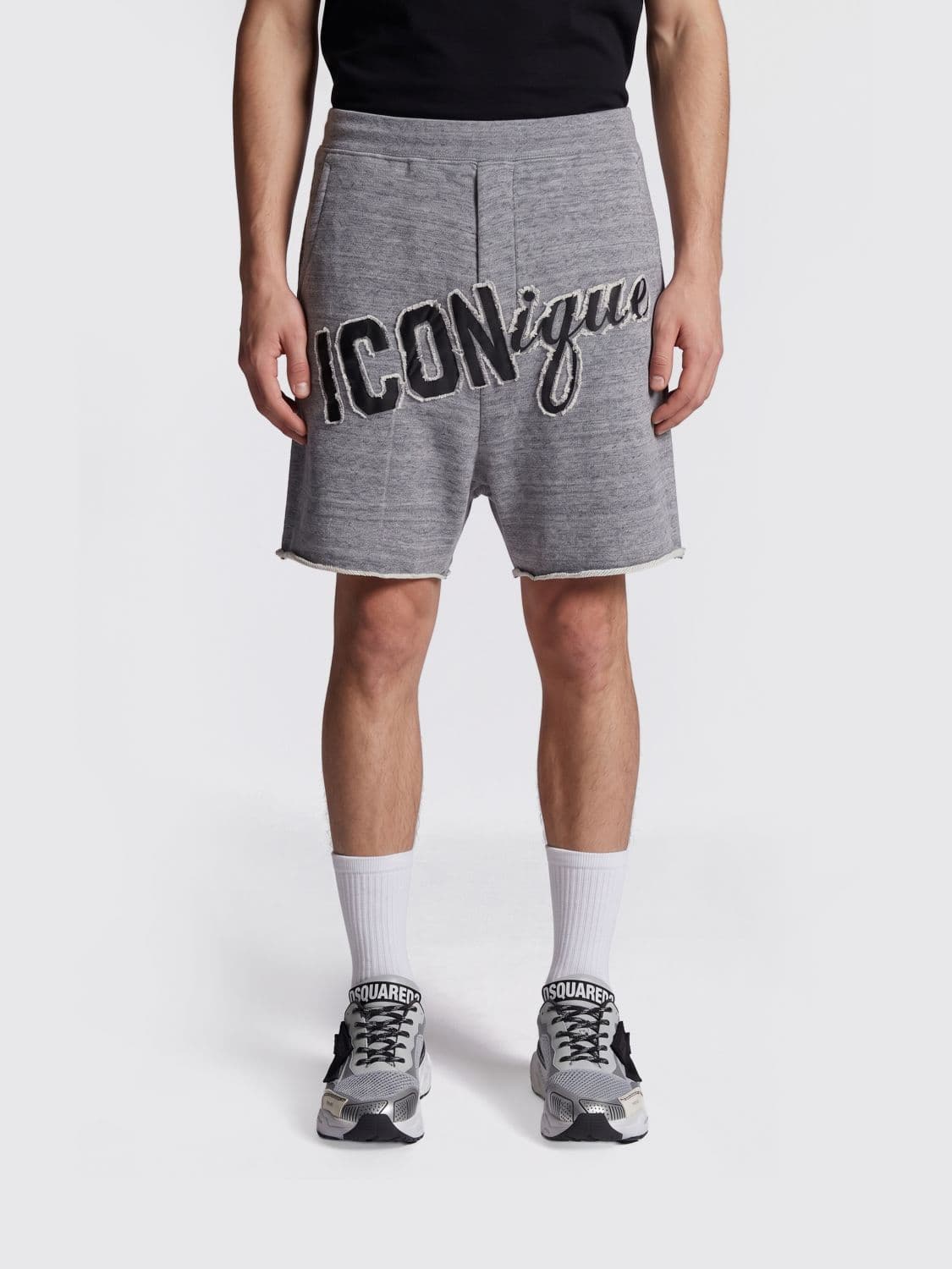 Dsquared2 Cotton Sports Shorts with High Elastic Waist and Logo