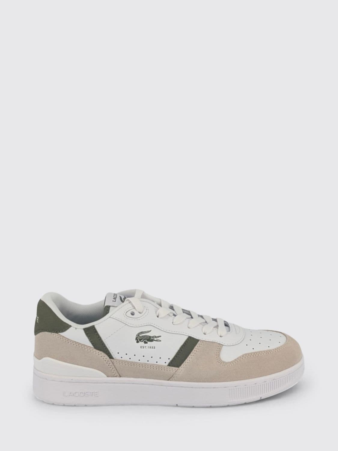 Lacoste T-Clip Set Bicolour Leather and Suede Trainers by with Logo