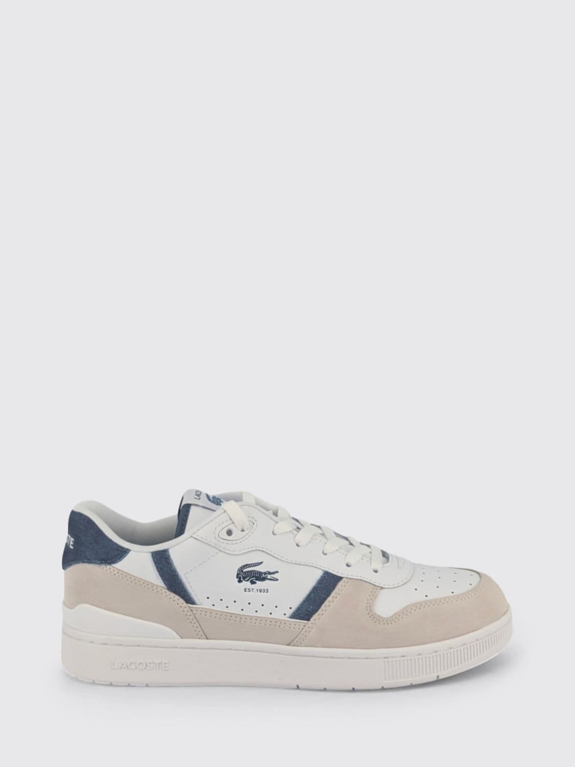 Lacoste T-Clip Set Bicolour Leather and Suede Trainers with Logo by