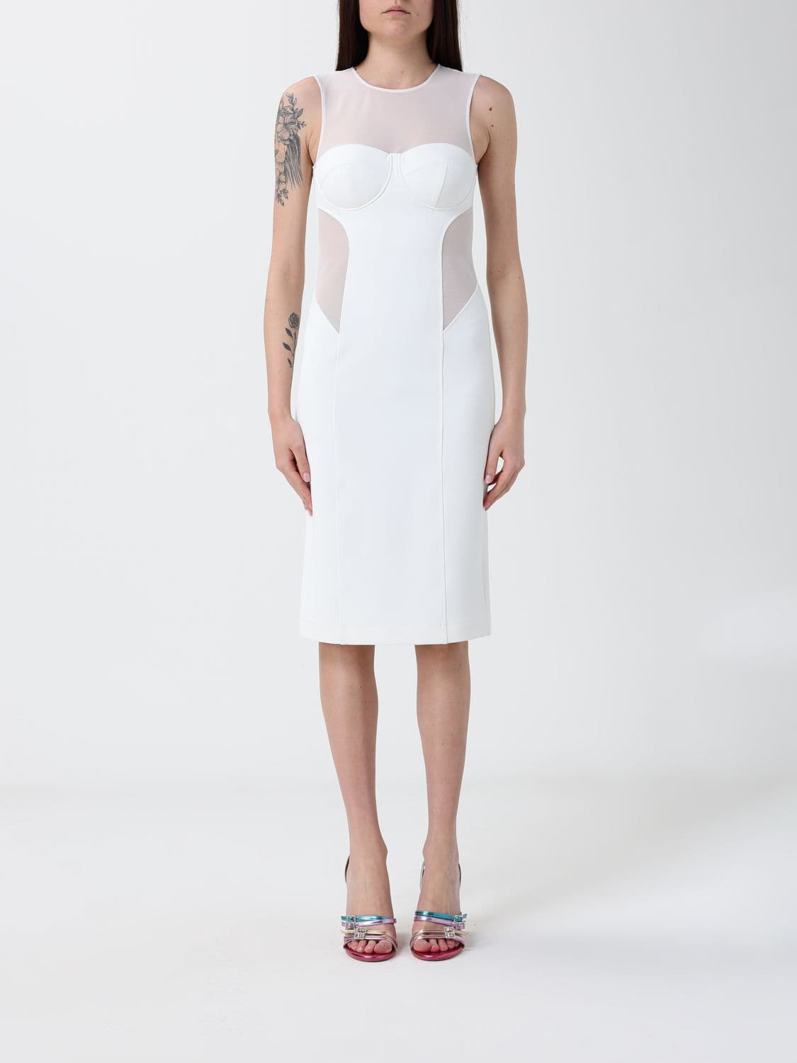 Patrizia Pepe Off-the-Shoulder Midi Sheath Dress in Jersey