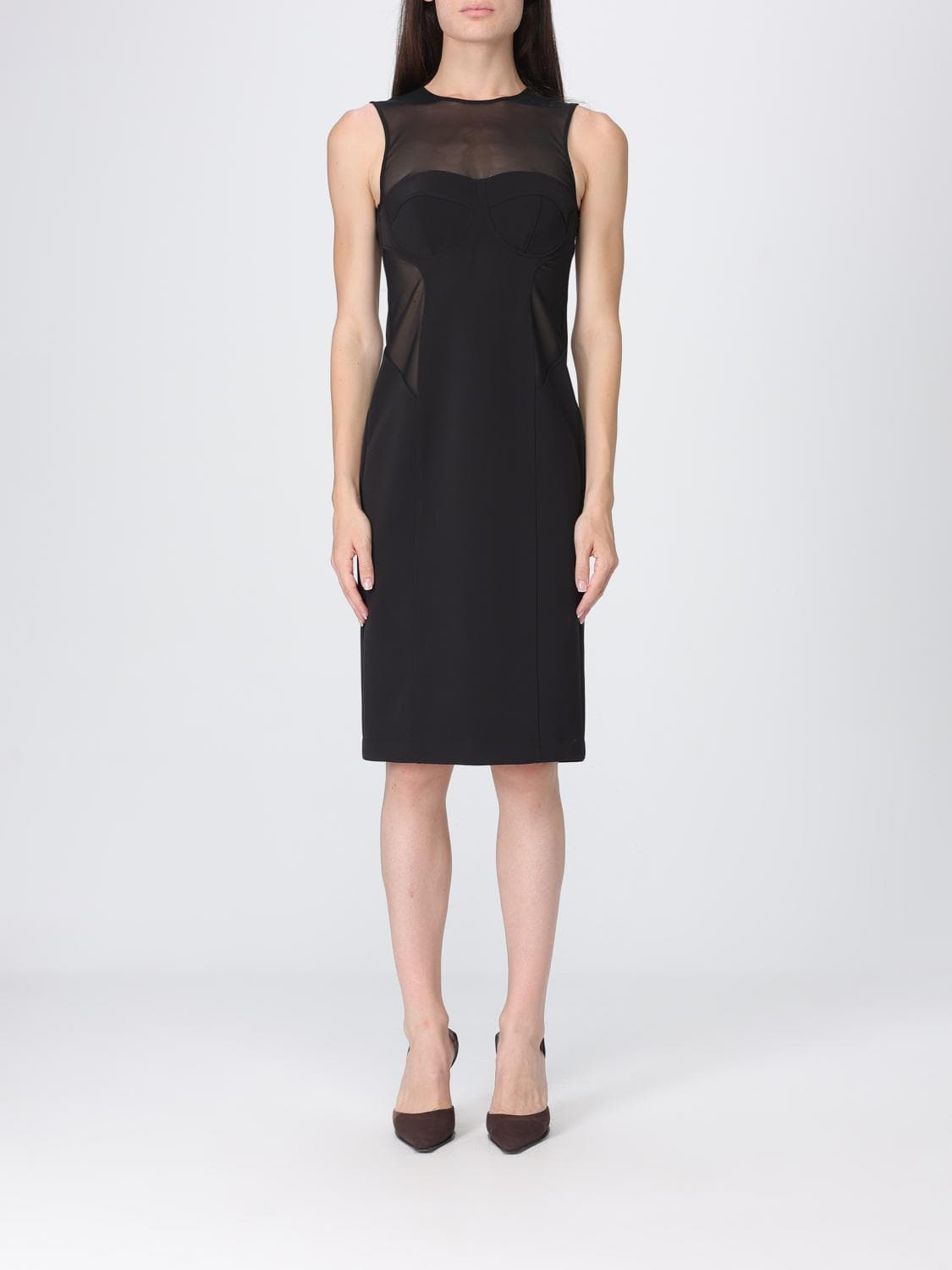 Patrizia Pepe Off-the-Shoulder Midi Sheath Dress in Jersey