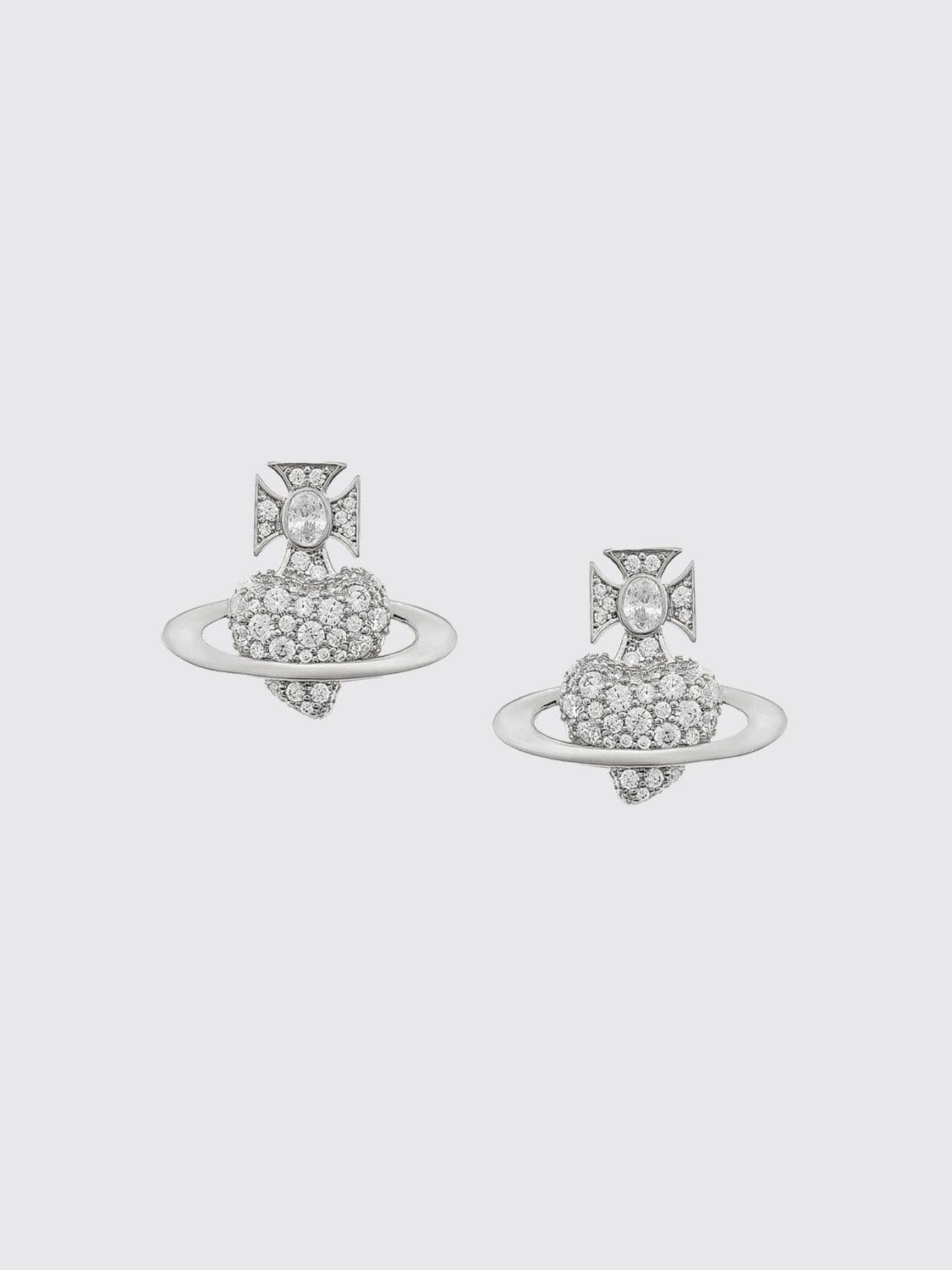 Vivienne Westwood Orb Crystal-Embellished Chromed Brass Stud Earrings · OS