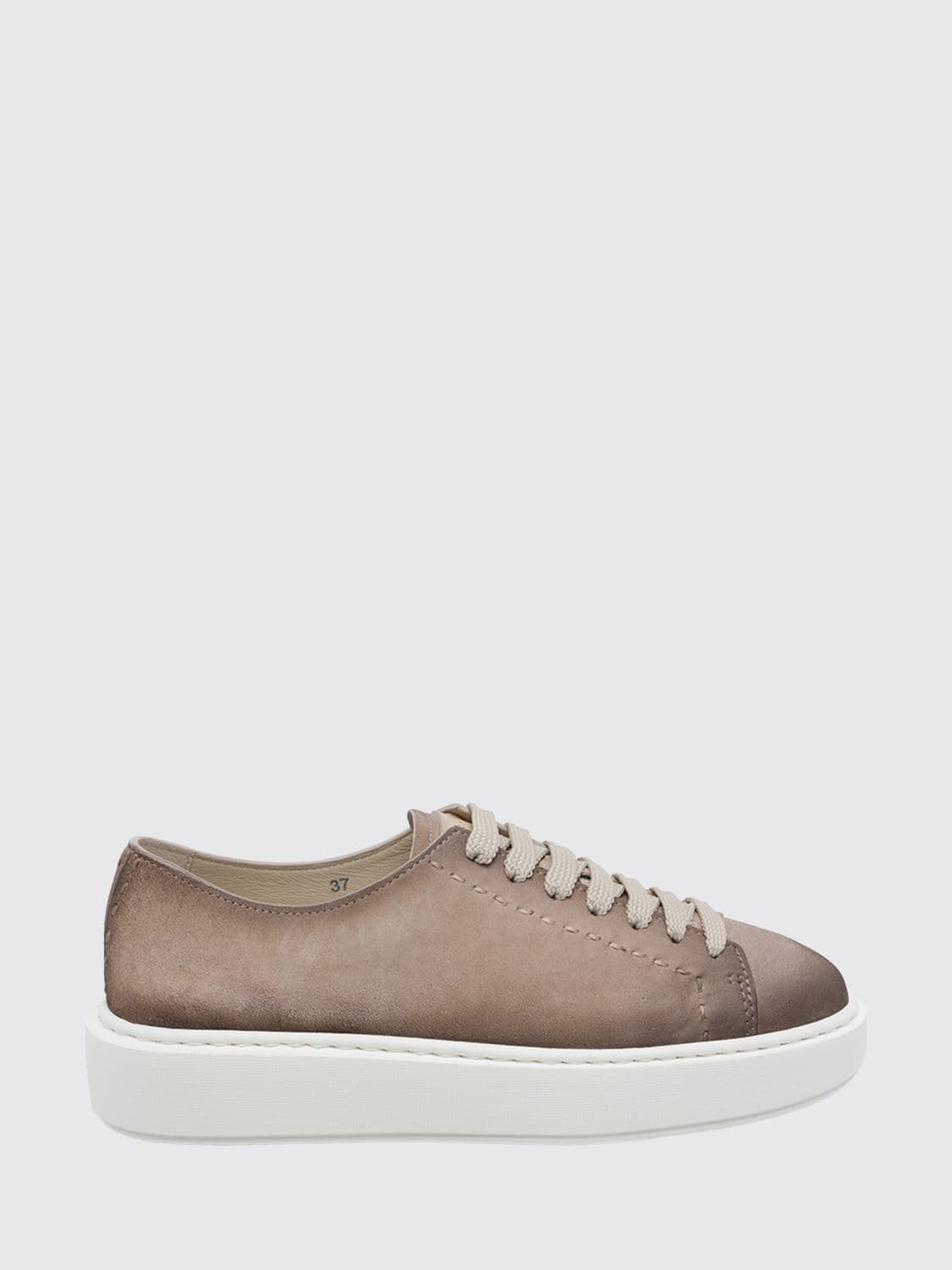 Santoni Suede Leather Low-Top Sneakers with Embossed Logo and Rubber Sole