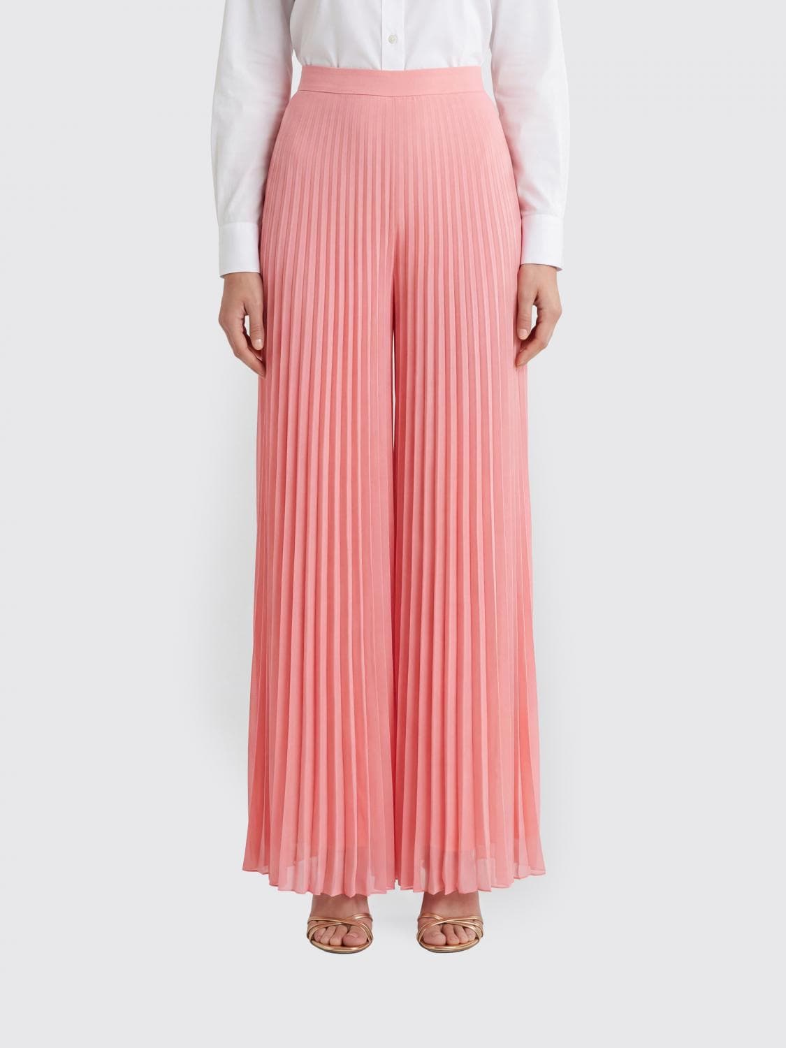 Max Mara High-Waisted Pleated Crêpe Wide-Leg Trousers
