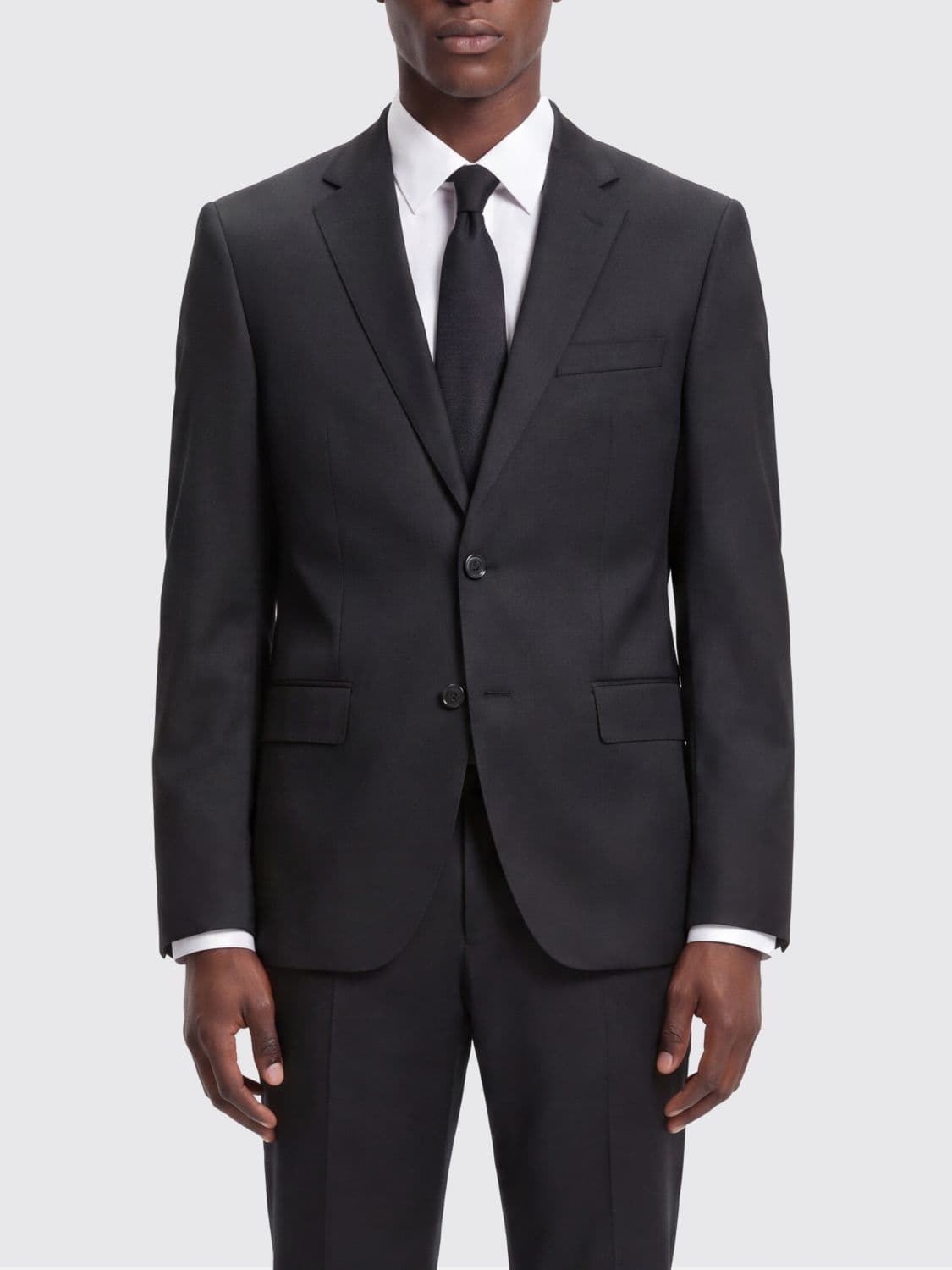 Boss Single-Breasted Virgin Wool Blazer with Notch Lapels and Flap Pockets
