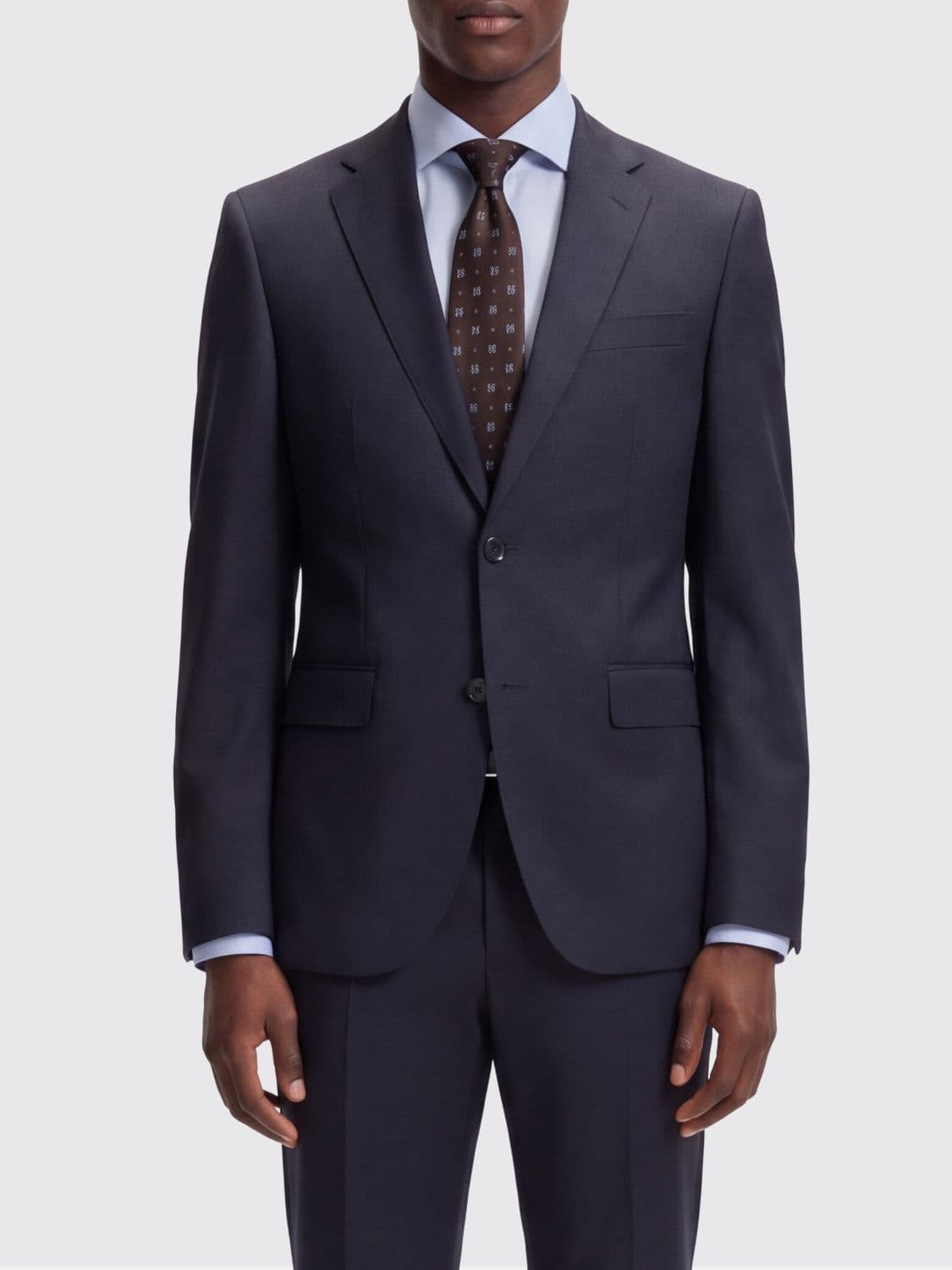 Boss Single-Breasted Virgin Wool Blazer with Notch Lapels and Flap Pockets · 50