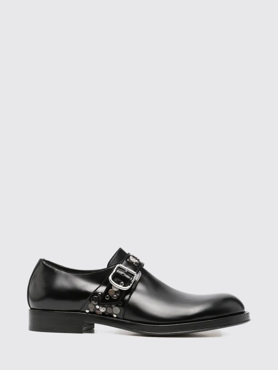 Dries Van Noten Studded Brushed Leather Monk Strap Shoes