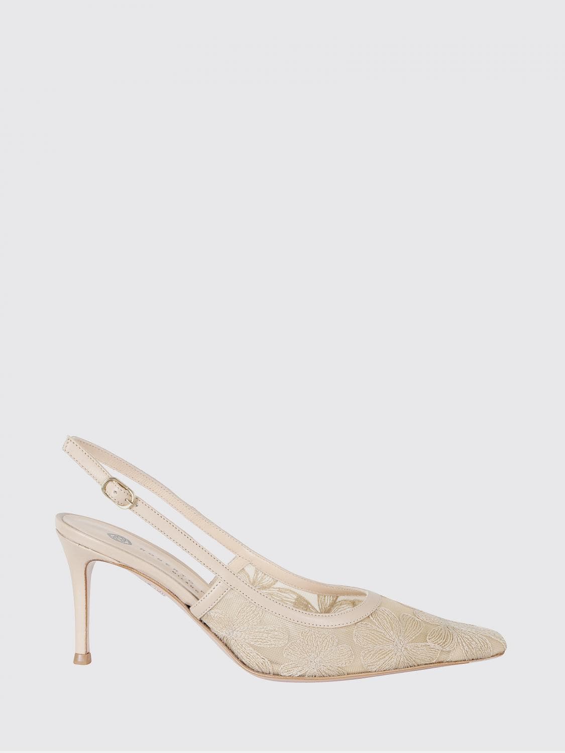 Roberto Festa Game Leather and Mesh Slingbacks with Floral Embroidery