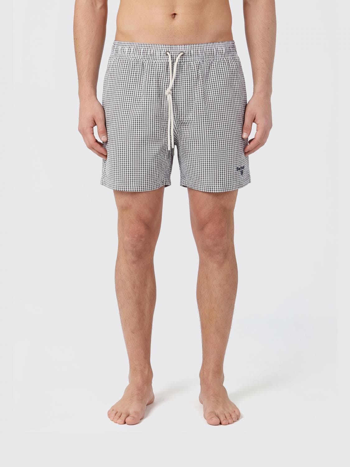 Barbour Checkered Polyester Boxer Swim Trunks