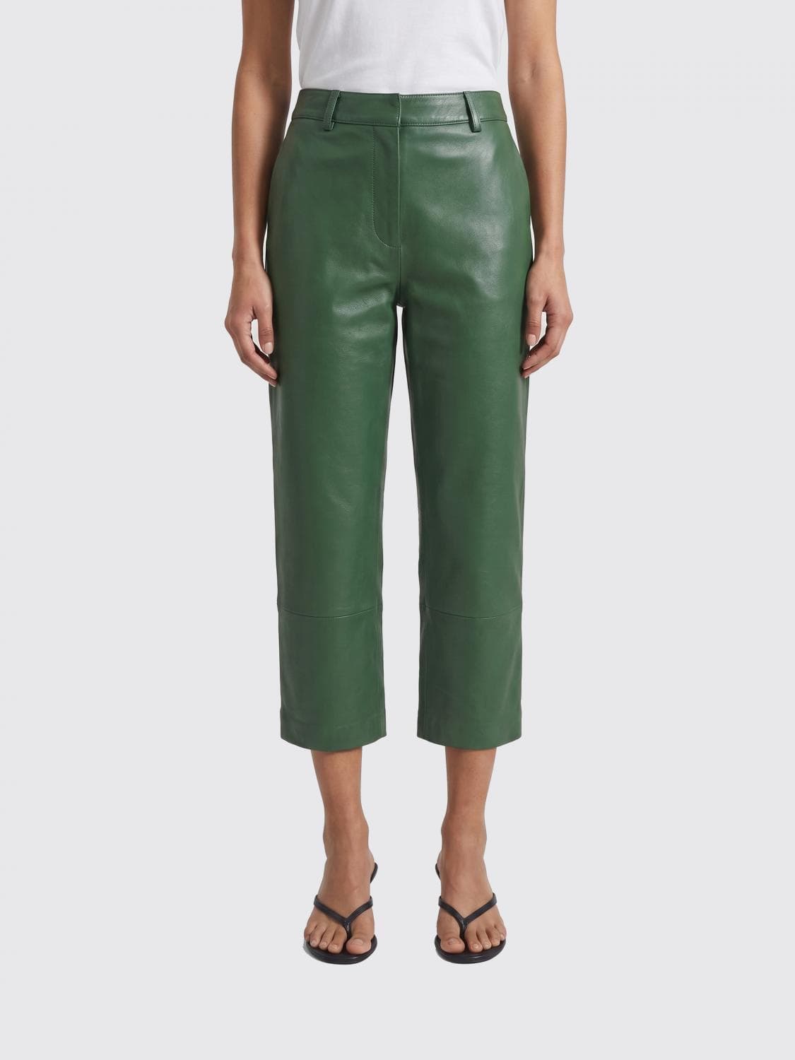 The Frankie Shop Cropped Fit Leather Trousers