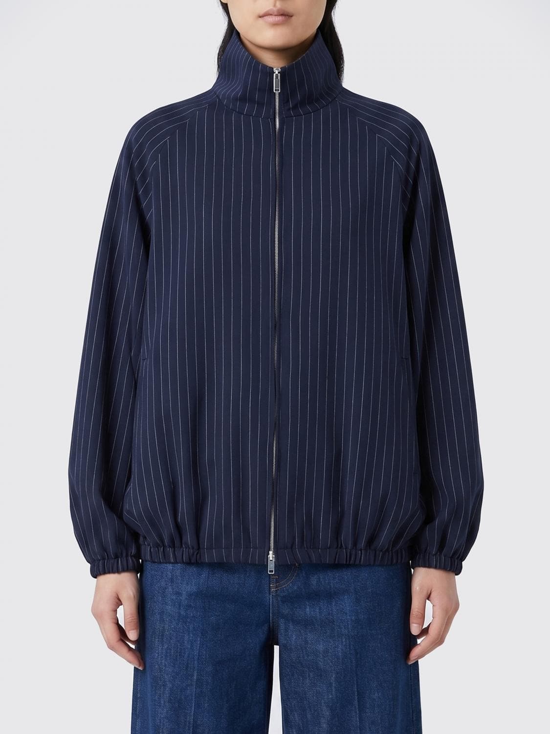 The Frankie Shop Striped Polyester Bomber Jacket