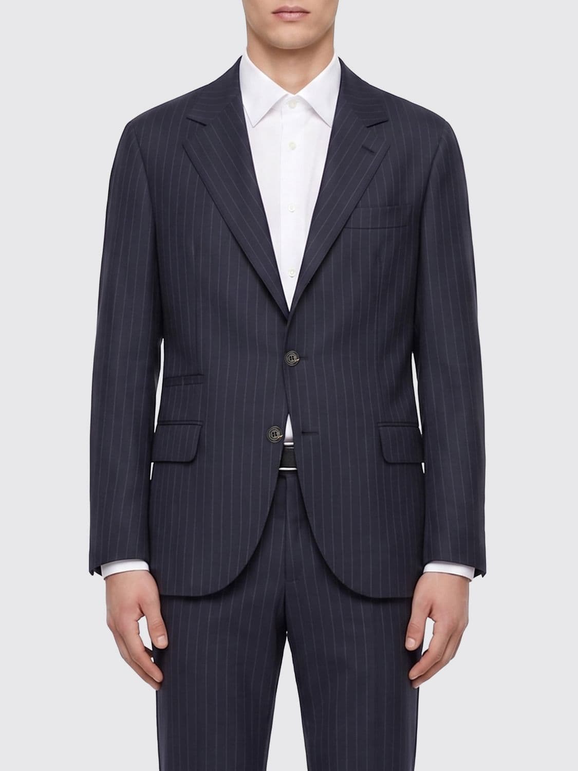 Brunello Cucinelli Pinstriped Single-Breasted Virgin Wool Blazer · 48