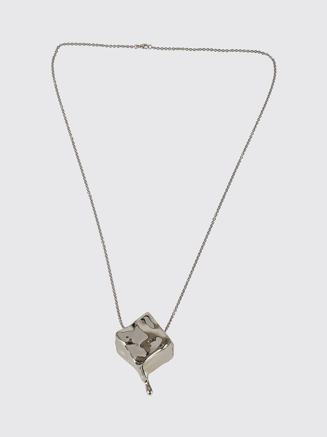 Rabanne Chrome-Plated Brass Choker Necklace with Sliding Pendant and Logo