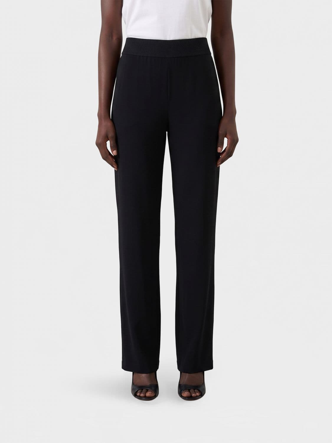 Rick Owens High-Waisted Straight-Leg Silk Trousers with Elastic Waist