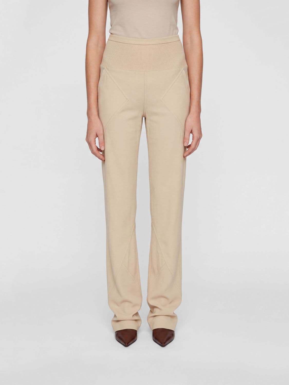 Rick Owens High-Waisted Straight-Leg Silk Trousers with Elastic Waist