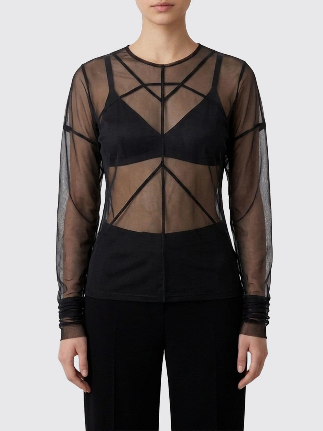Rick Owens Sheer Nylon Slim Fit Long-Sleeved Top