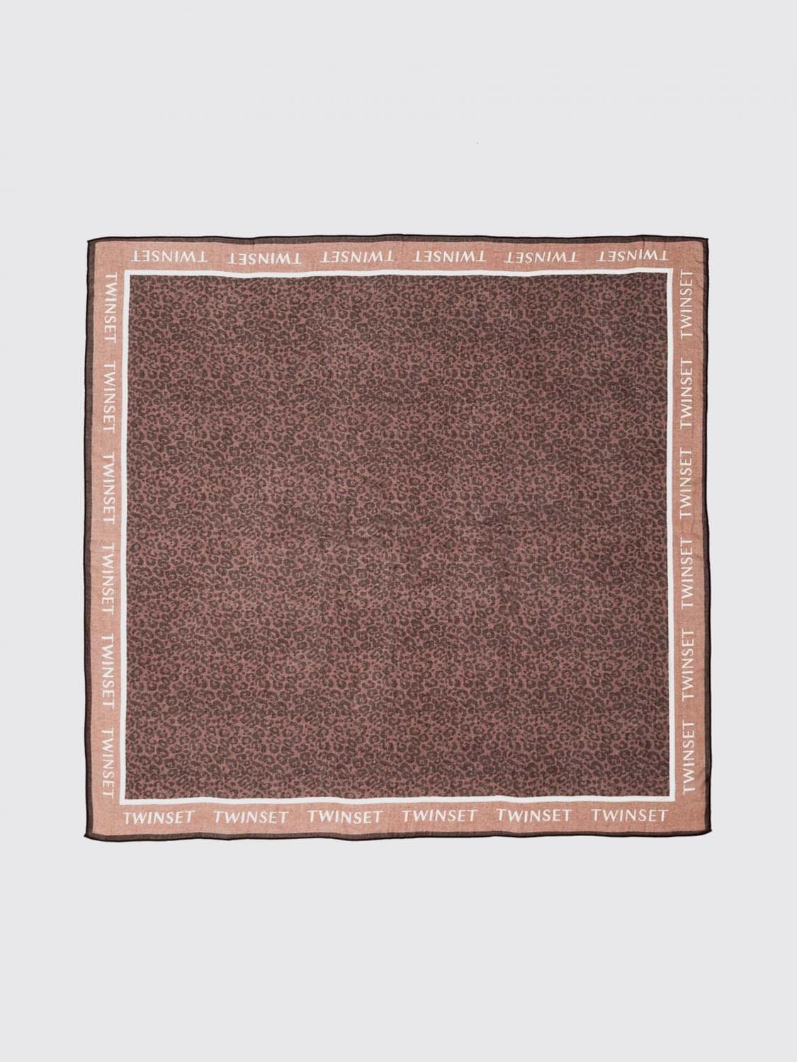 Twinset Animal Print Viscose Square Scarf with Jacquard Logo
