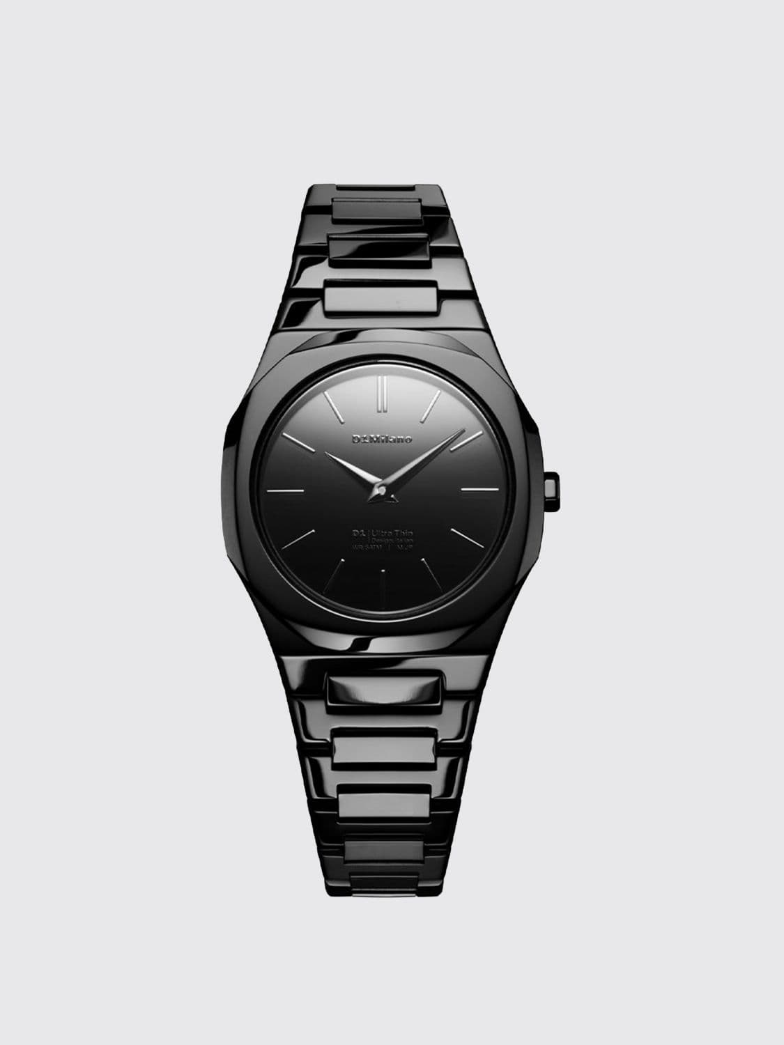 D1 Milano Black Mirror Stainless Steel Quartz Watch with Anti-Reflective Glass · OS