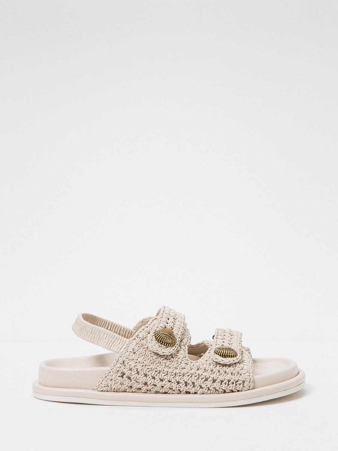 Twinset Crochet Low-Heeled Sandals with an Open Toe and Elasticised Strap